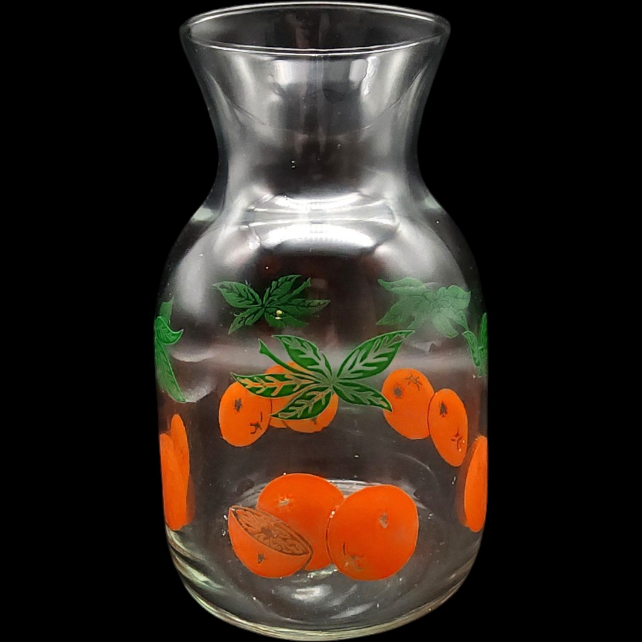 Vintage Anchor Hocking Clear Glass Juice Carafe Orange Citrus Pattern