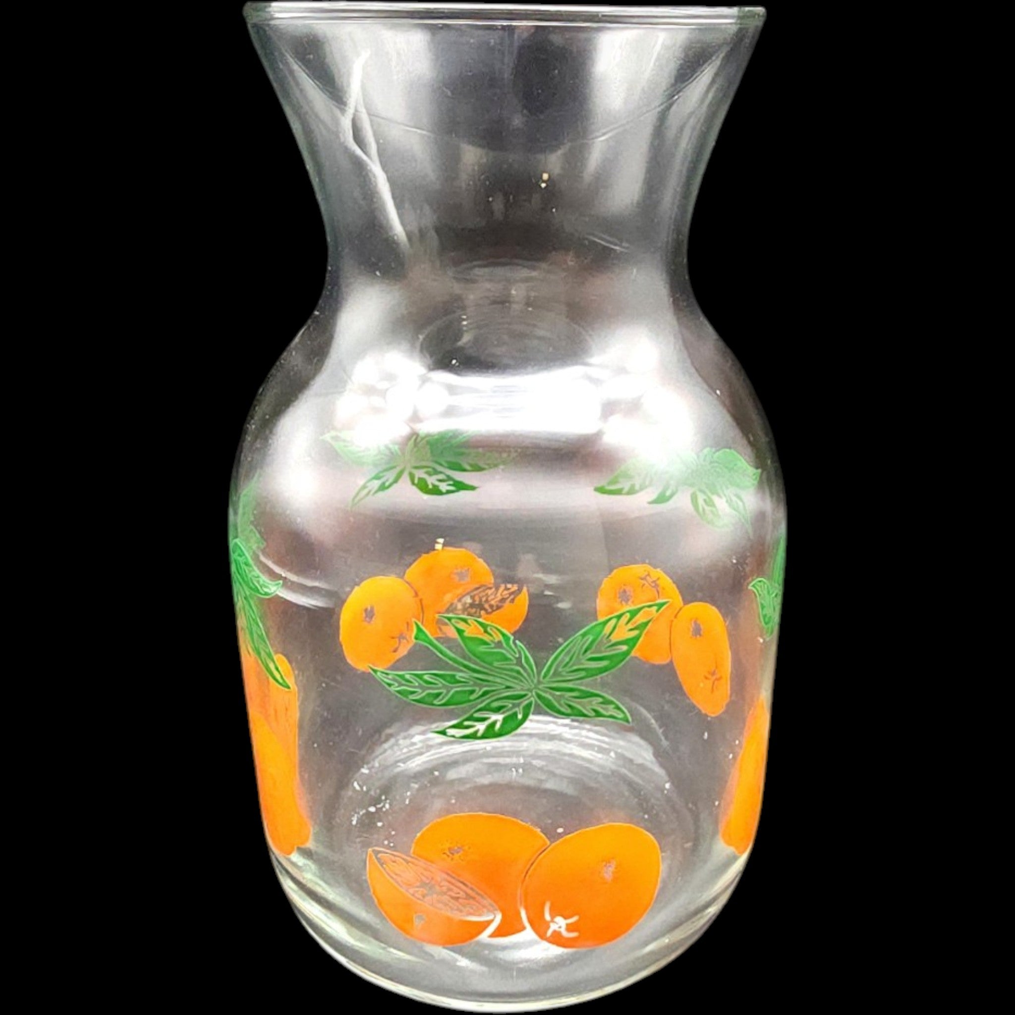 Vintage Anchor Hocking Clear Glass Juice Carafe Orange Citrus Pattern