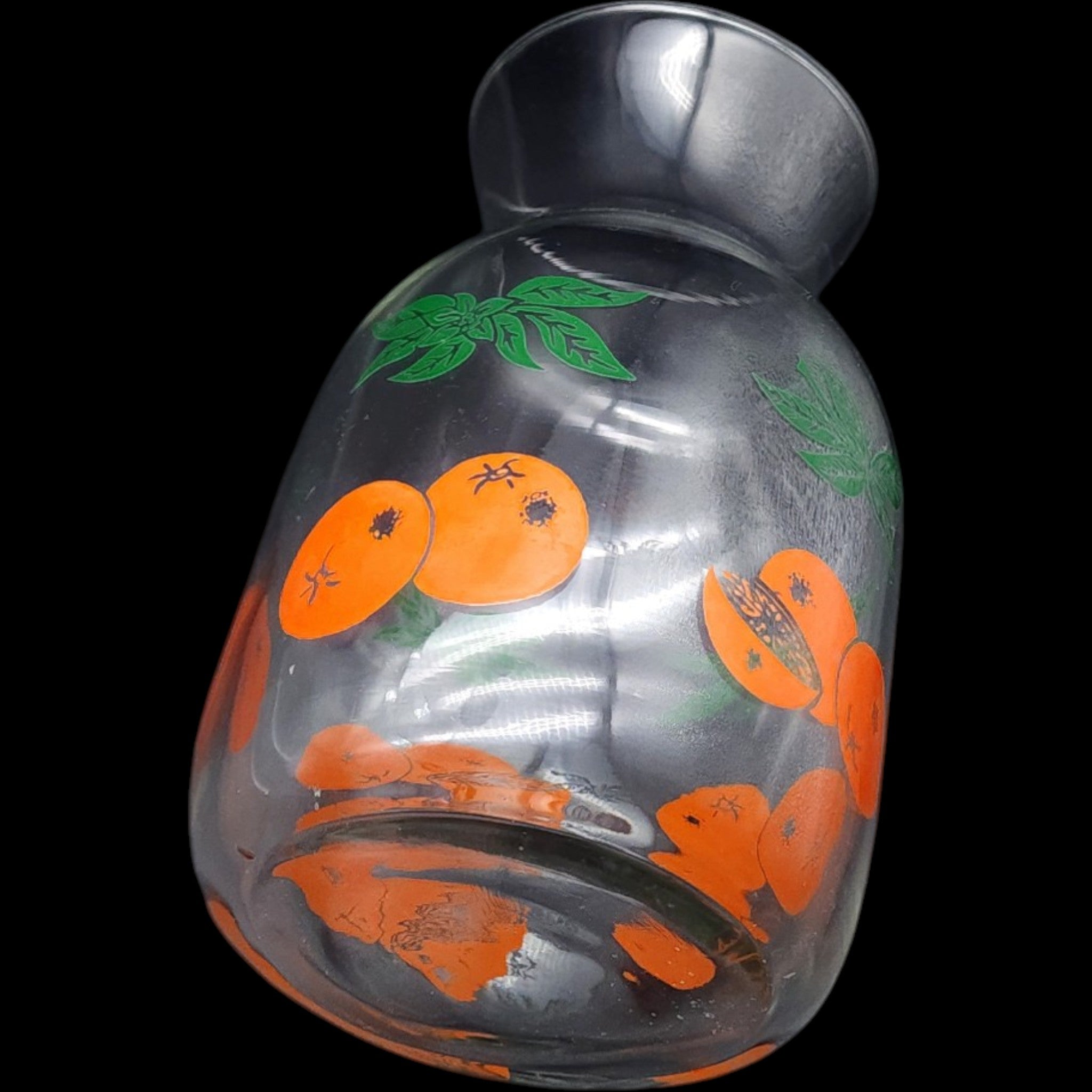 Vintage Anchor Hocking Clear Glass Juice Carafe Orange Citrus Pattern