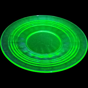 6" Vintage Anchor Hocking Green Uranium Glass Block Optic Bread & Butter Plate