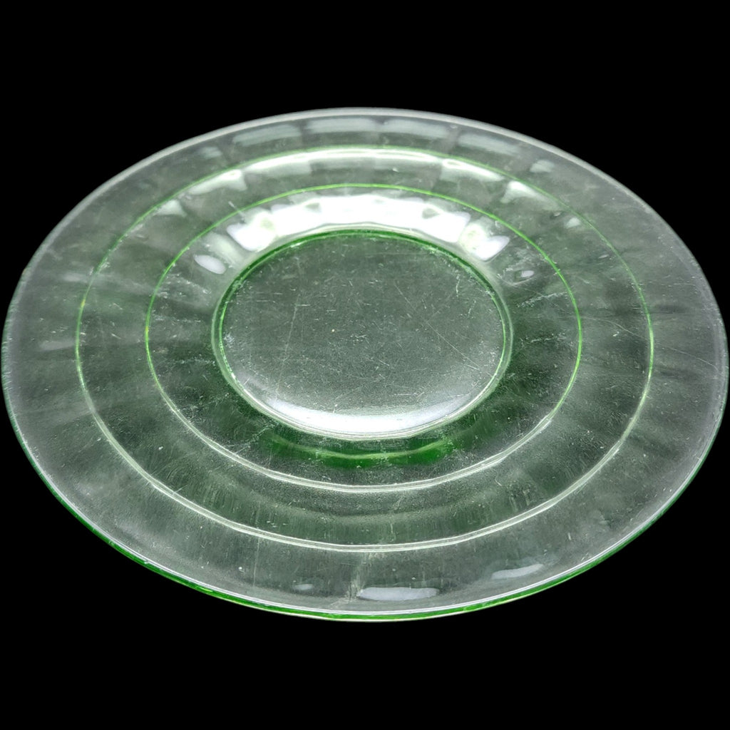 Vintage Anchor Hocking Green Uranium Glass Block Optic Salad Plates - Set of 4