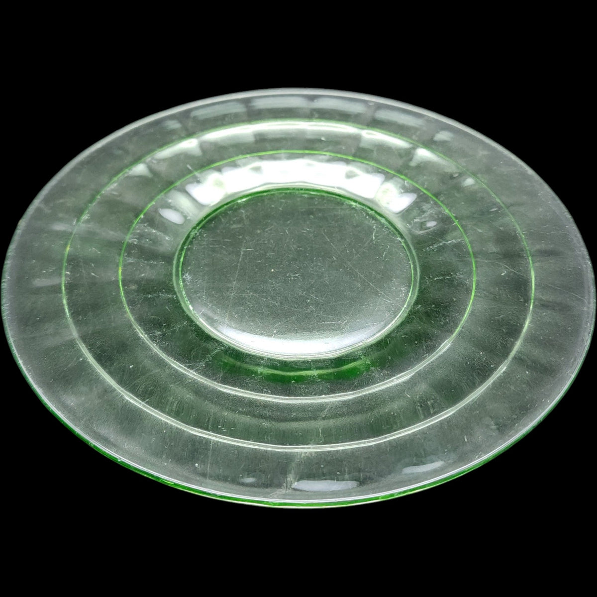 Vintage Anchor Hocking Green Uranium Glass Block Optic Salad Plates - Set of 4