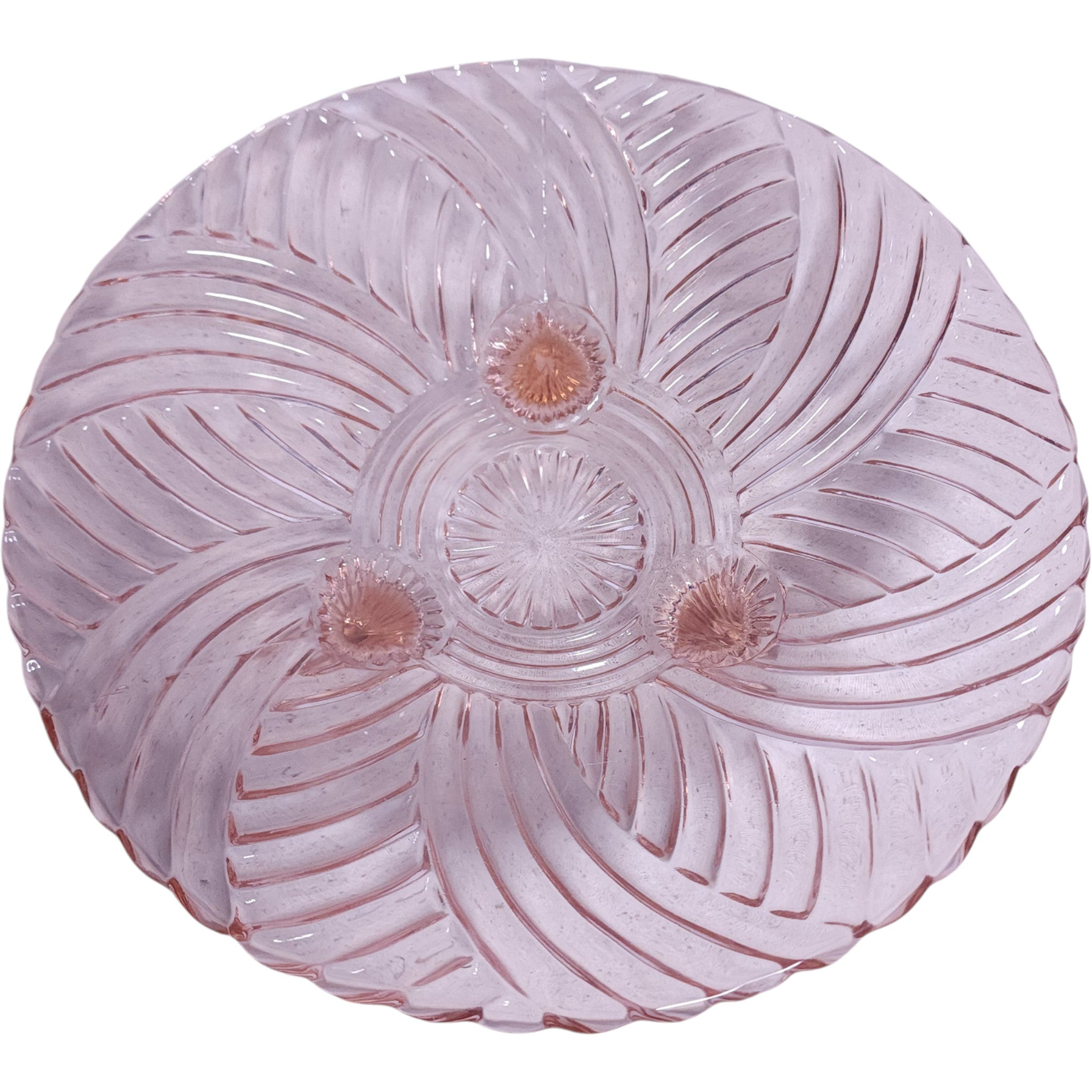 Vintage Anchor Hocking Pink Depression Glass Three-Footed Console Bowl