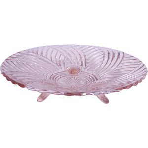 Vintage Anchor Hocking Pink Depression Glass Three-Footed Console Bowl