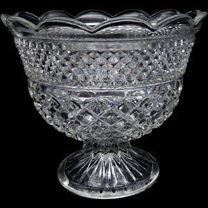Anchor Hocking Wexford Clear Cut Glass Pedestal Centerpiece Bowl