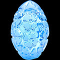Vintage Aqua Blue Lead Crystal Floral Glass Egg Paperweight