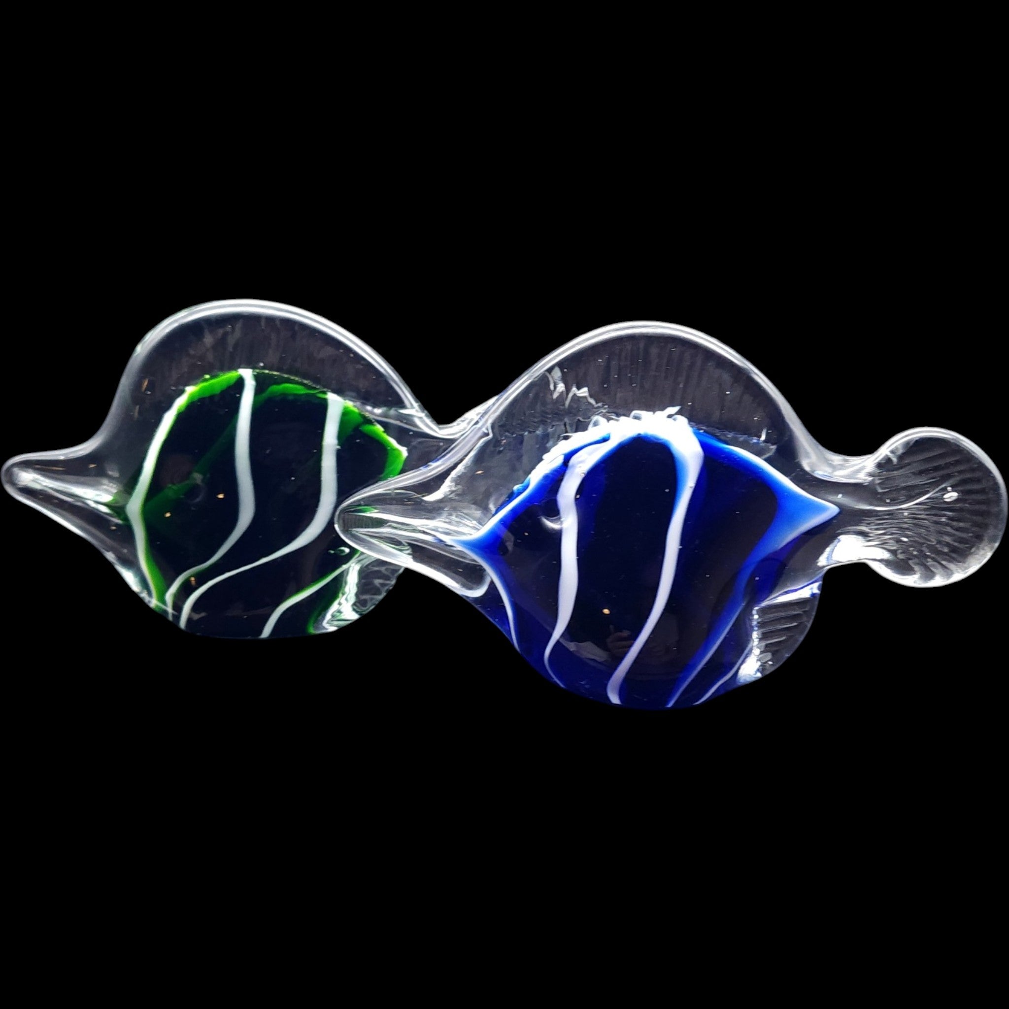 Vintage Art Glass Tropical Fish Figurines Set of 2