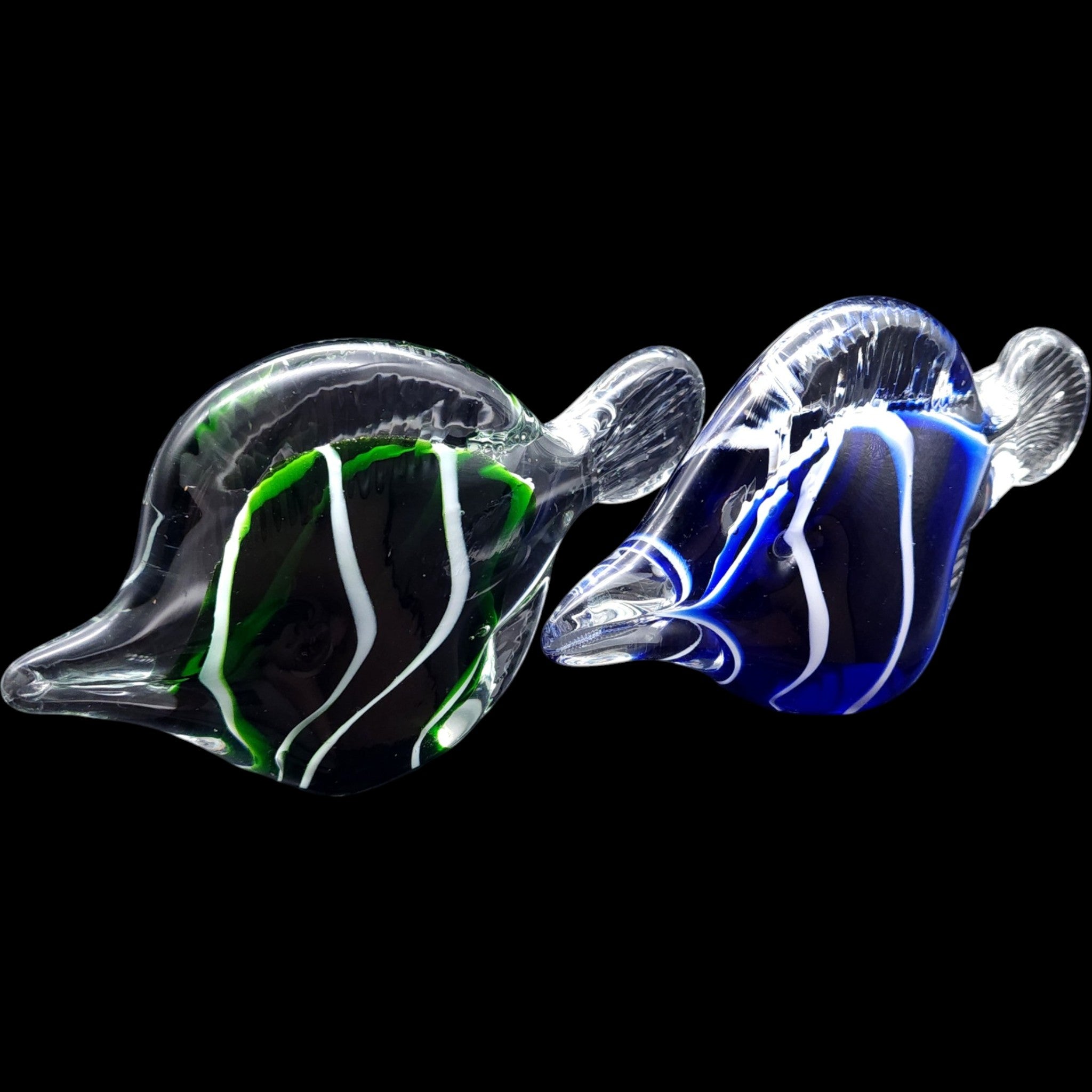 Vintage Art Glass Tropical Fish Figurines Set of 2