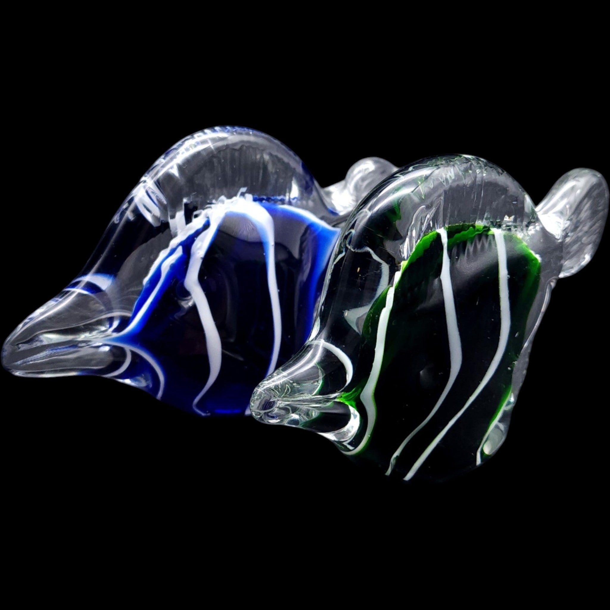 Vintage Art Glass Tropical Fish Figurines Set of 2
