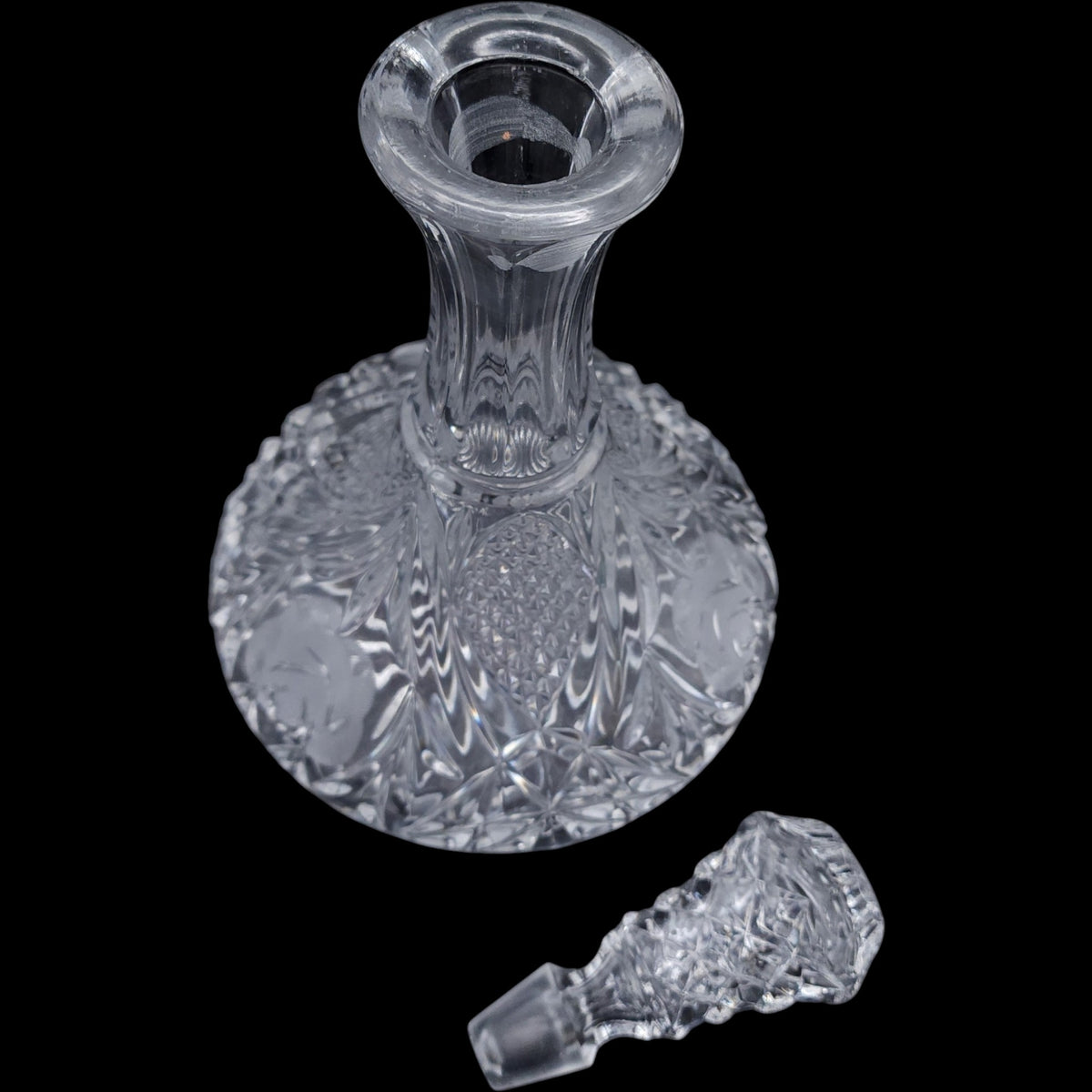 Vintage Avitra Cut Crystal Ships Wine Spirits Decanter with Stopper
