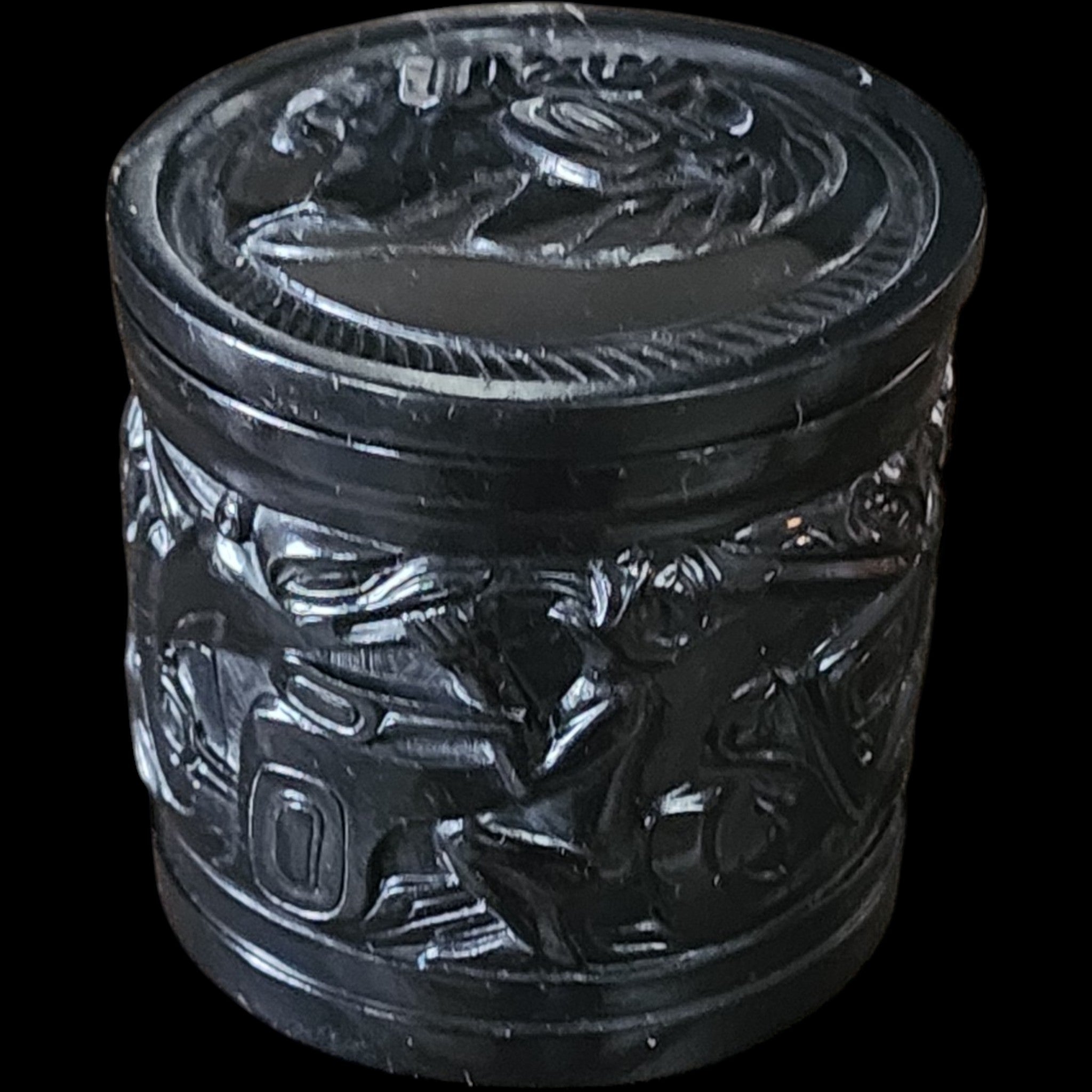 Vintage BOMA Canadian Indigenous Style Black Carved Lidded Trinket Box