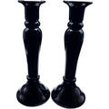 Vintage Black Glass Taper Candle Holders - Pair