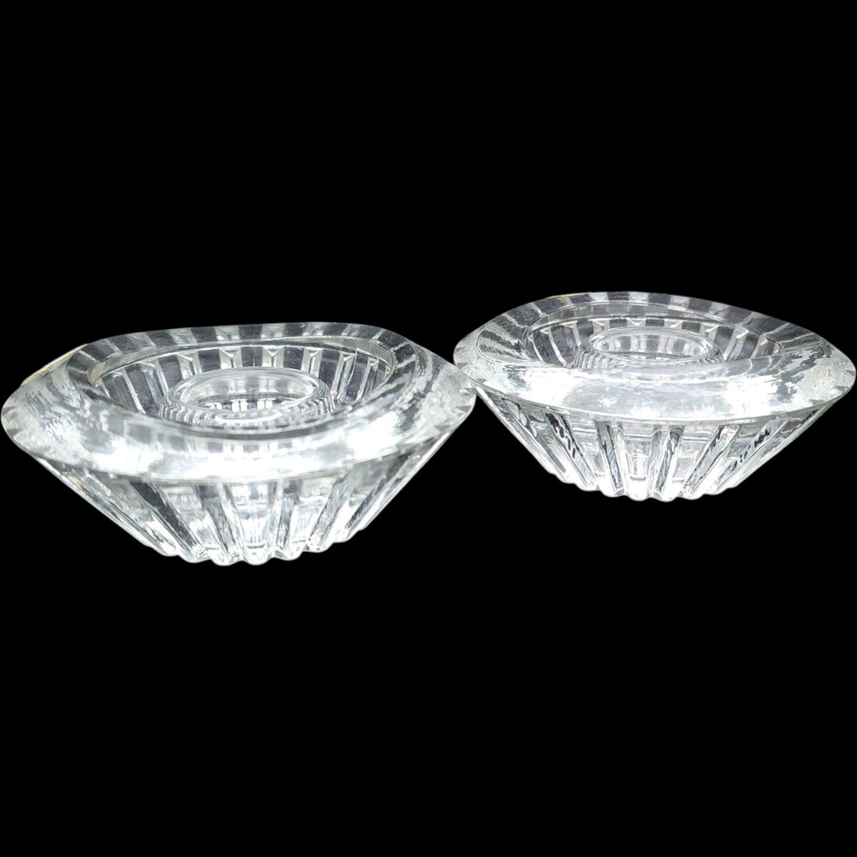 Vintage Bohemia Crystal Cut Glass Candlestick Holders Pair in Box