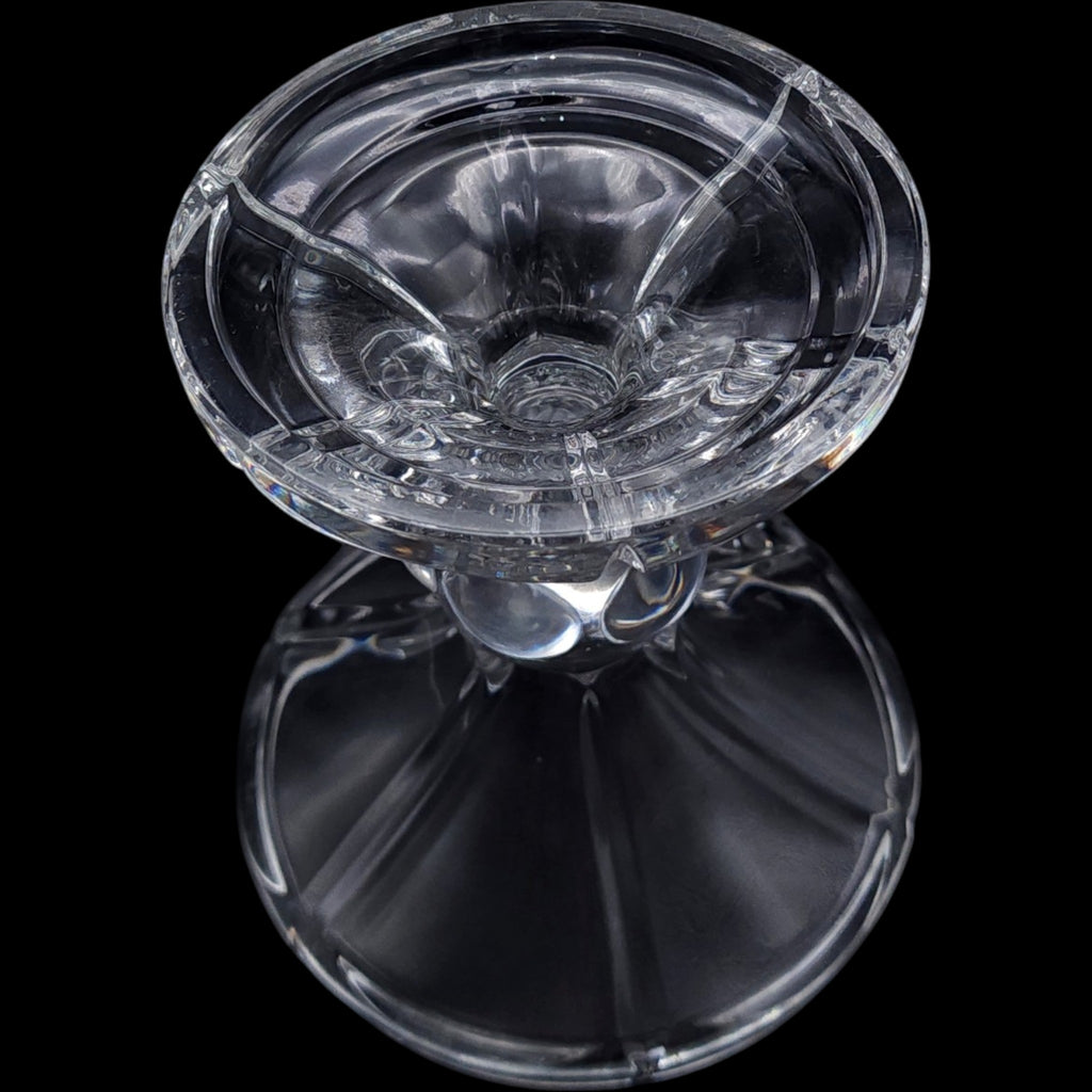 Vintage Bohemia Crystal Pillar Candle Holder Czech Republic Fine Glassware