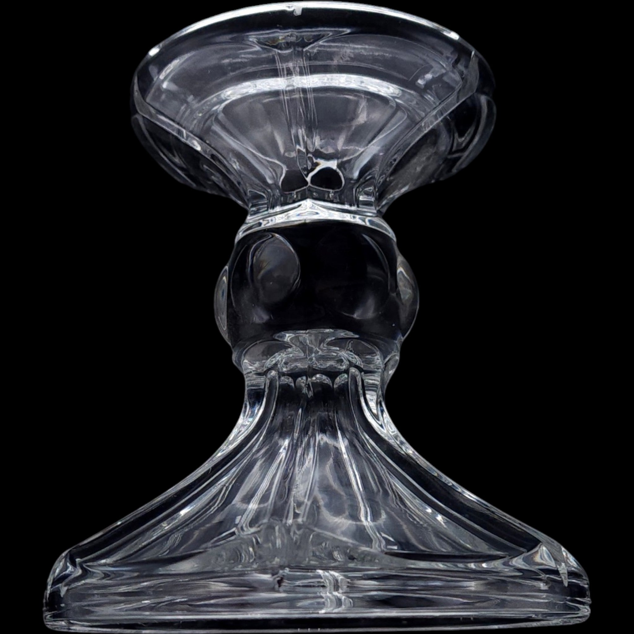 Vintage Bohemia Crystal Pillar Candle Holder Czech Republic Fine Glassware