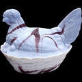 Vintage Brown and White Slag Glass Hen on Nest Covered Candy Dish