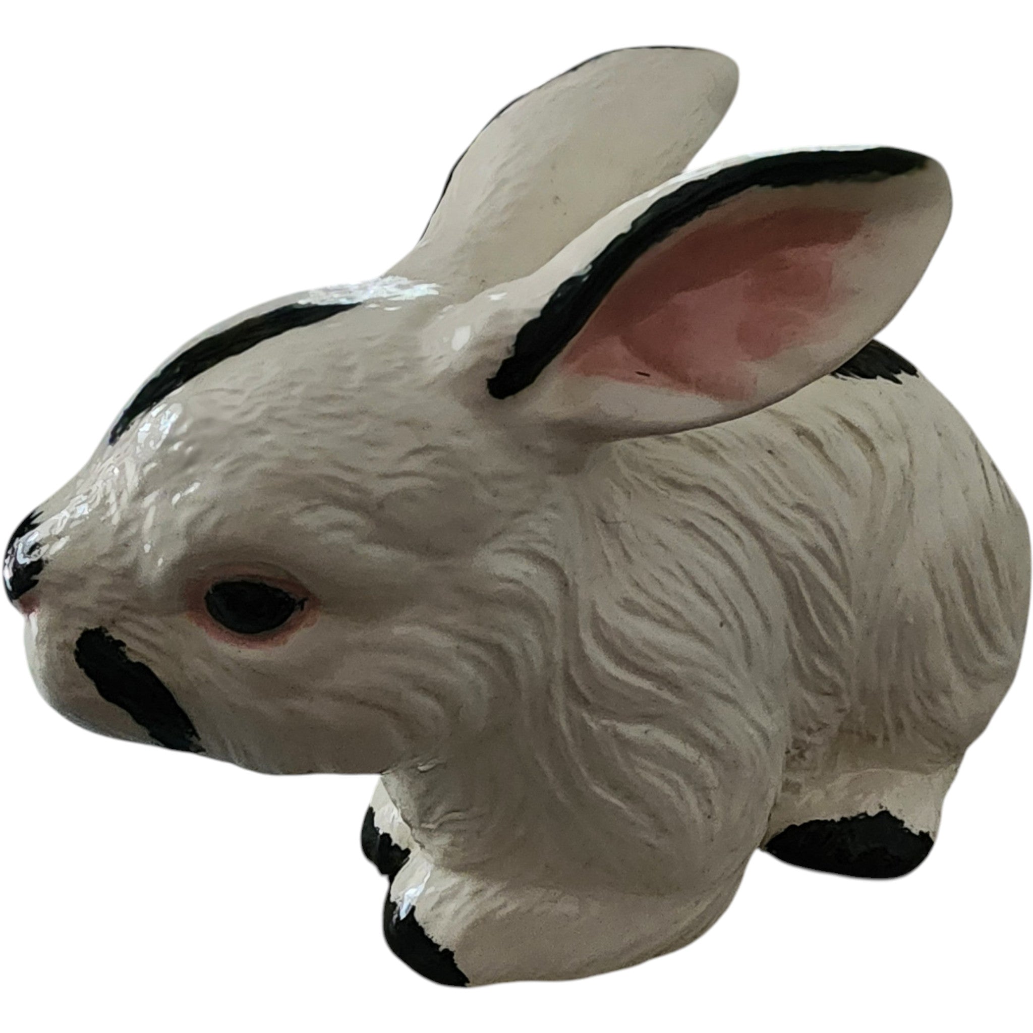 Vintage Ceramic Black and White Bunny Rabbit Figurine