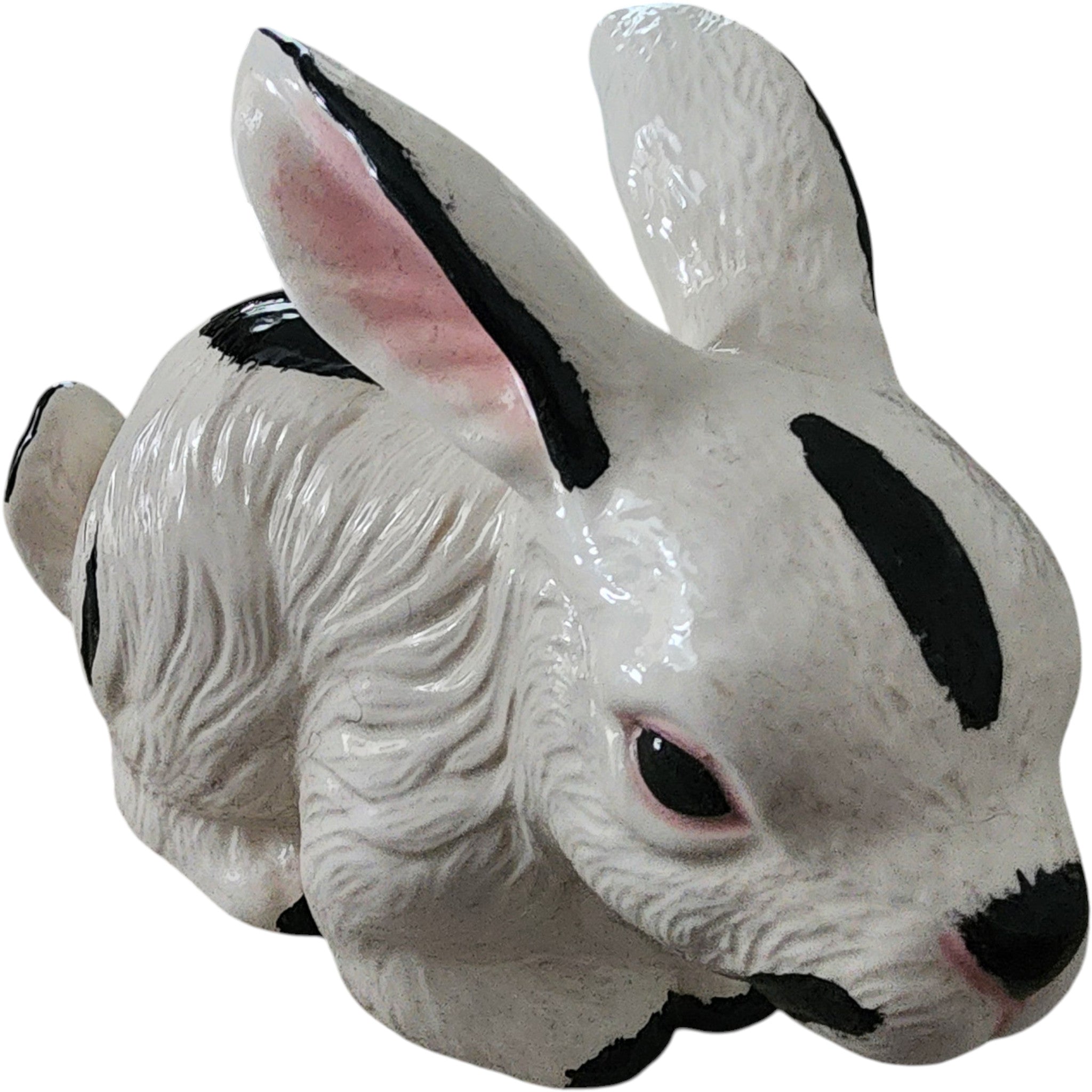 Vintage Ceramic Black and White Bunny Rabbit Figurine