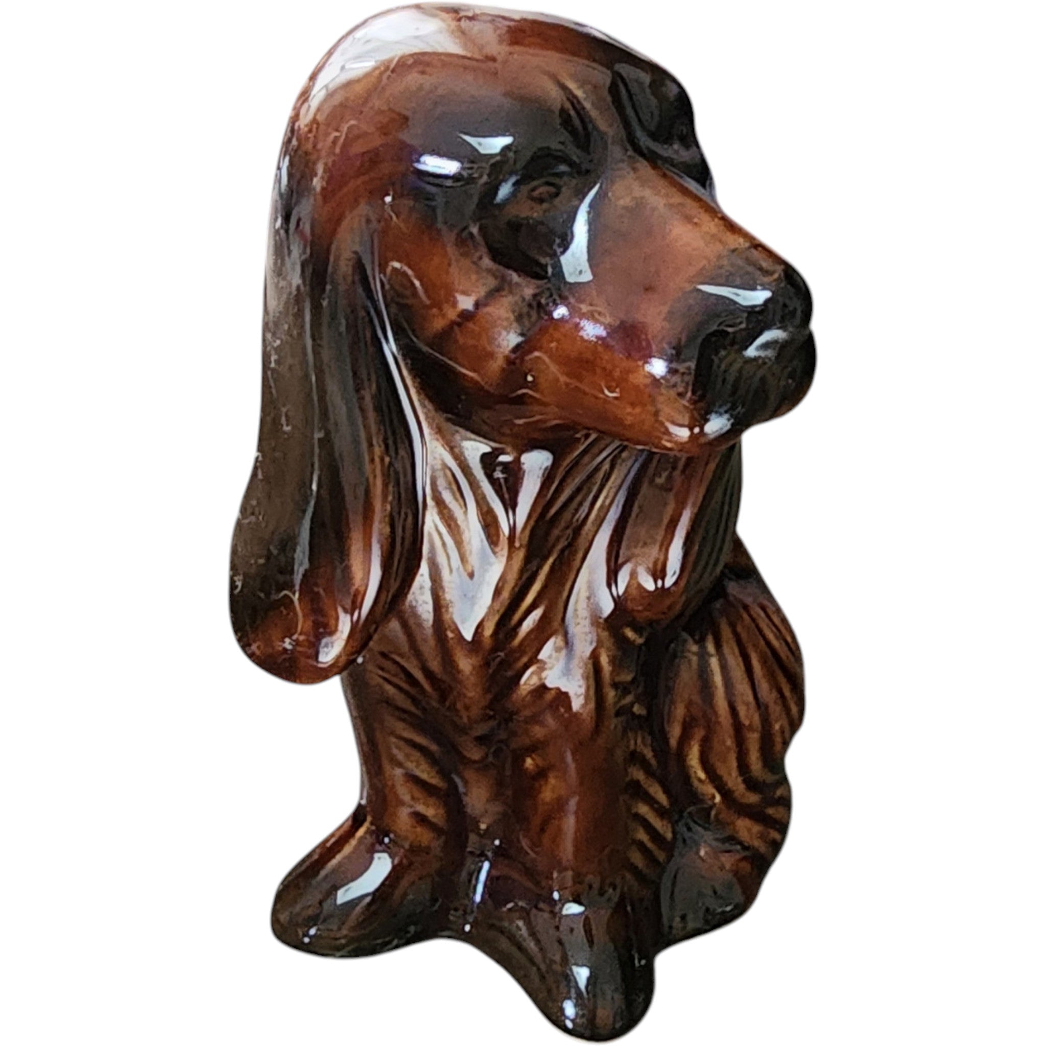 Vintage Ceramic Brown Bloodhound Dog Figurine