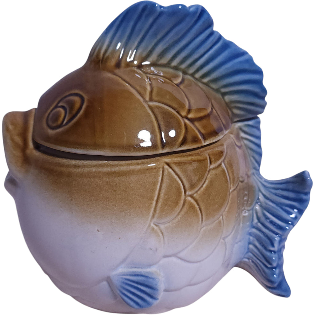 Vintage Ceramic Fish Trinket Lidded Jar