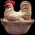 Vintage Ceramic Rooster Hen on Basket Covered Dish Tureen