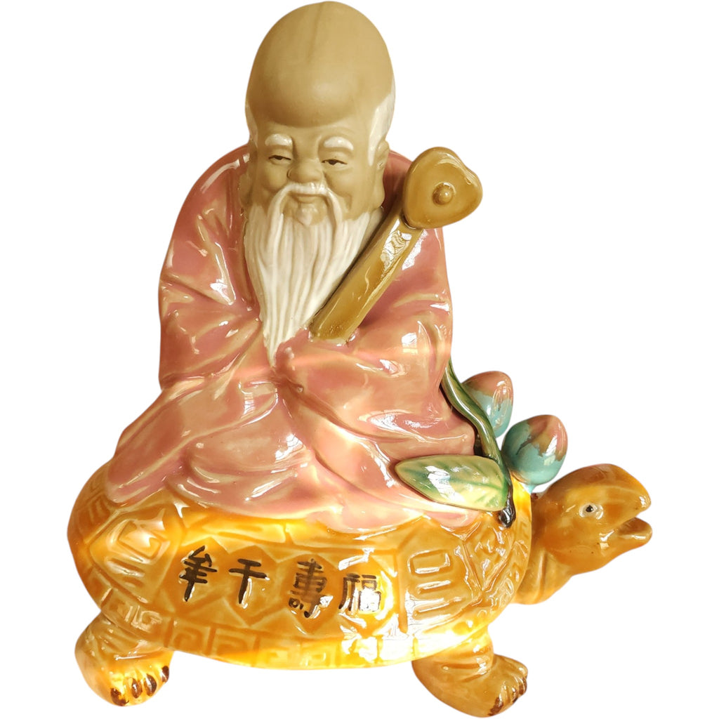 Vintage Chinese Ceramic Shou Lao God of Longevity Figurine