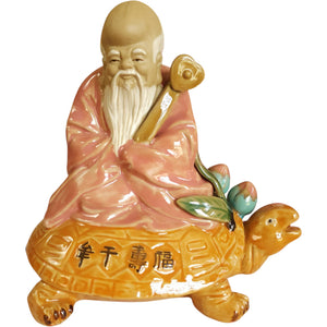 Vintage Chinese Ceramic Shou Lao God of Longevity Figurine