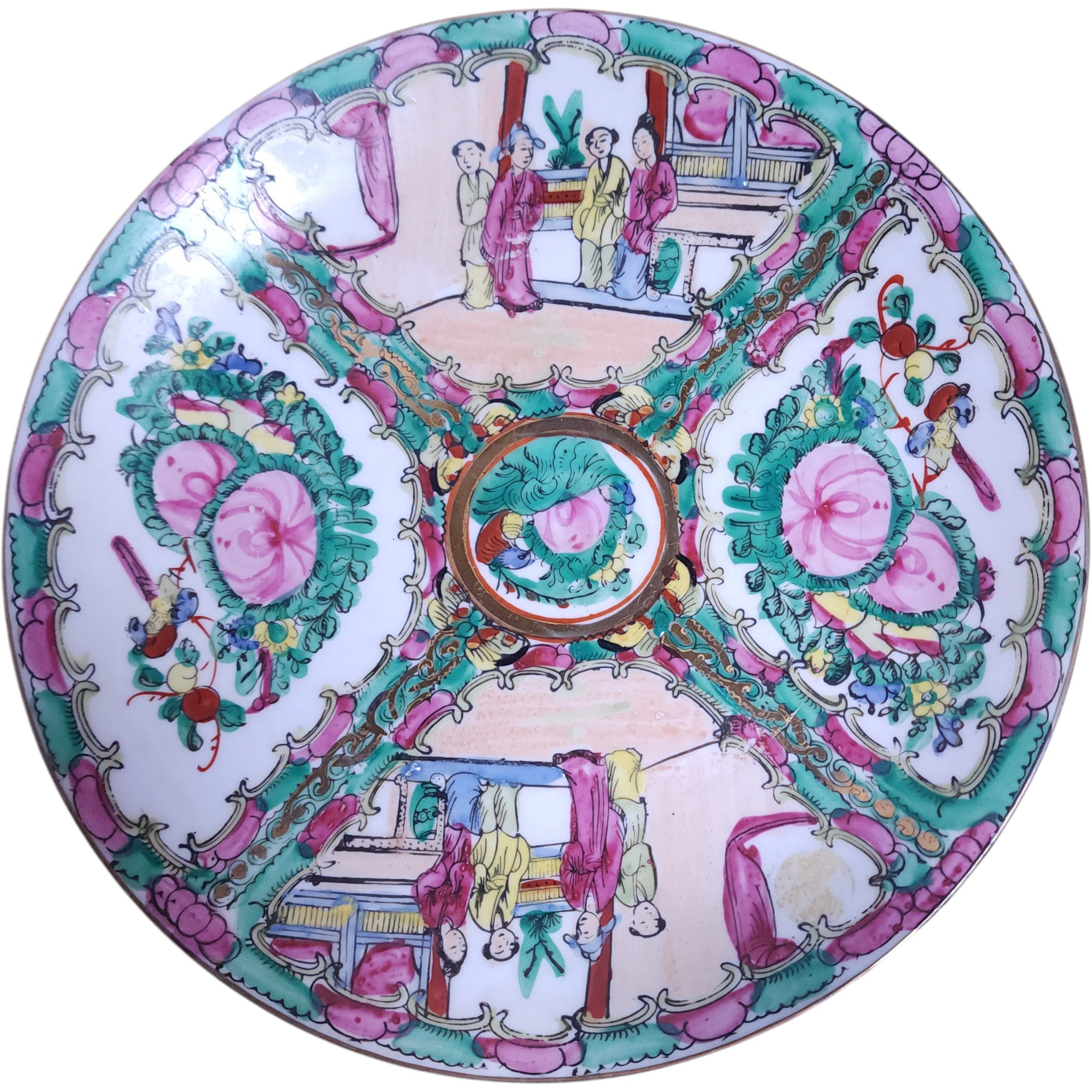 Vintage Chinese Rose Medallion Porcelain Decorative Plate