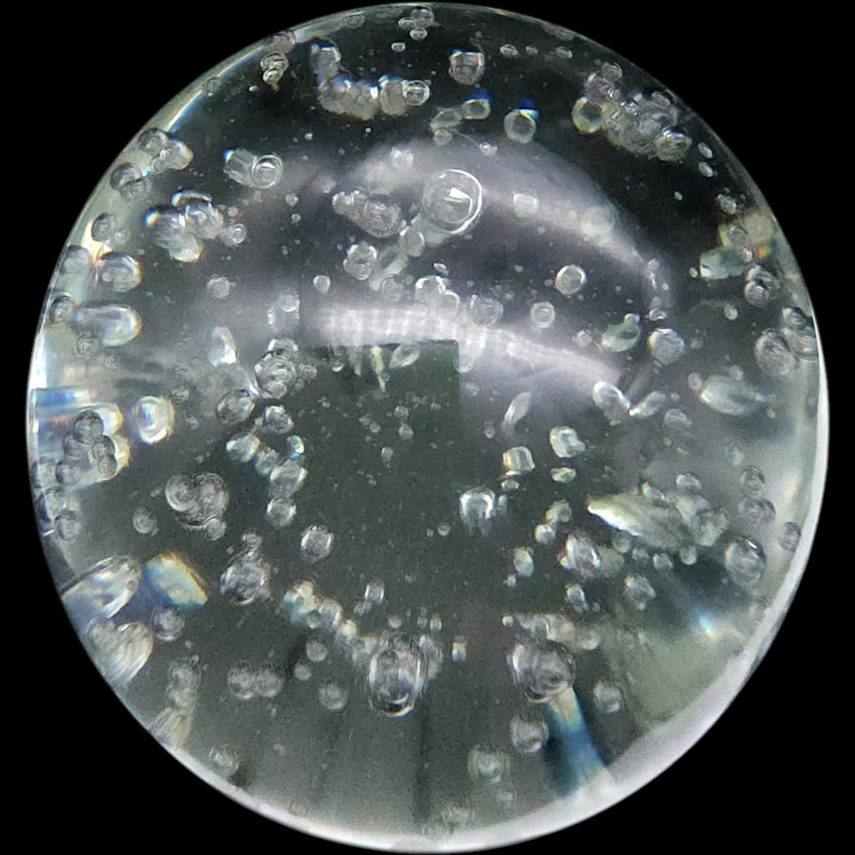 Vintage Clear Art Glass Paperweight with Controlled Bubble Inclusions