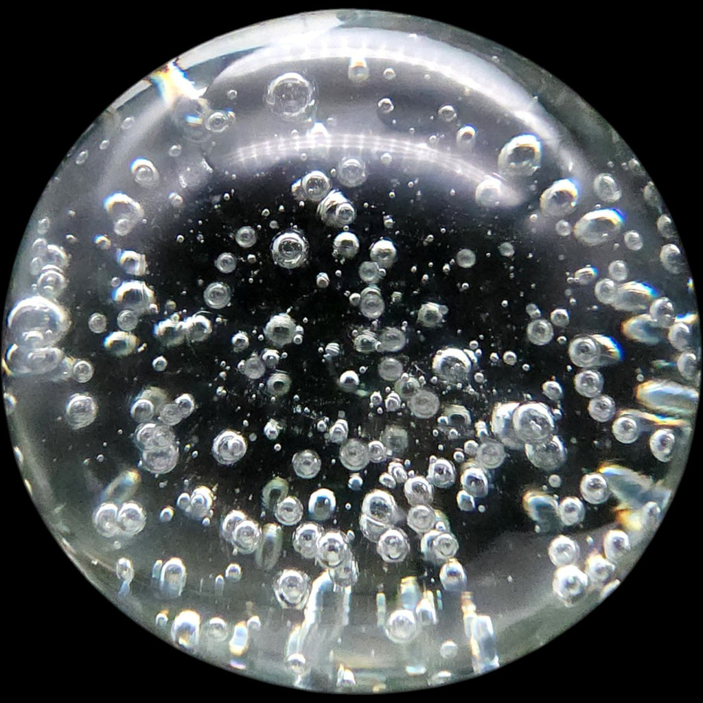 Vintage Clear Art Glass Paperweight with Controlled Bubble Inclusions