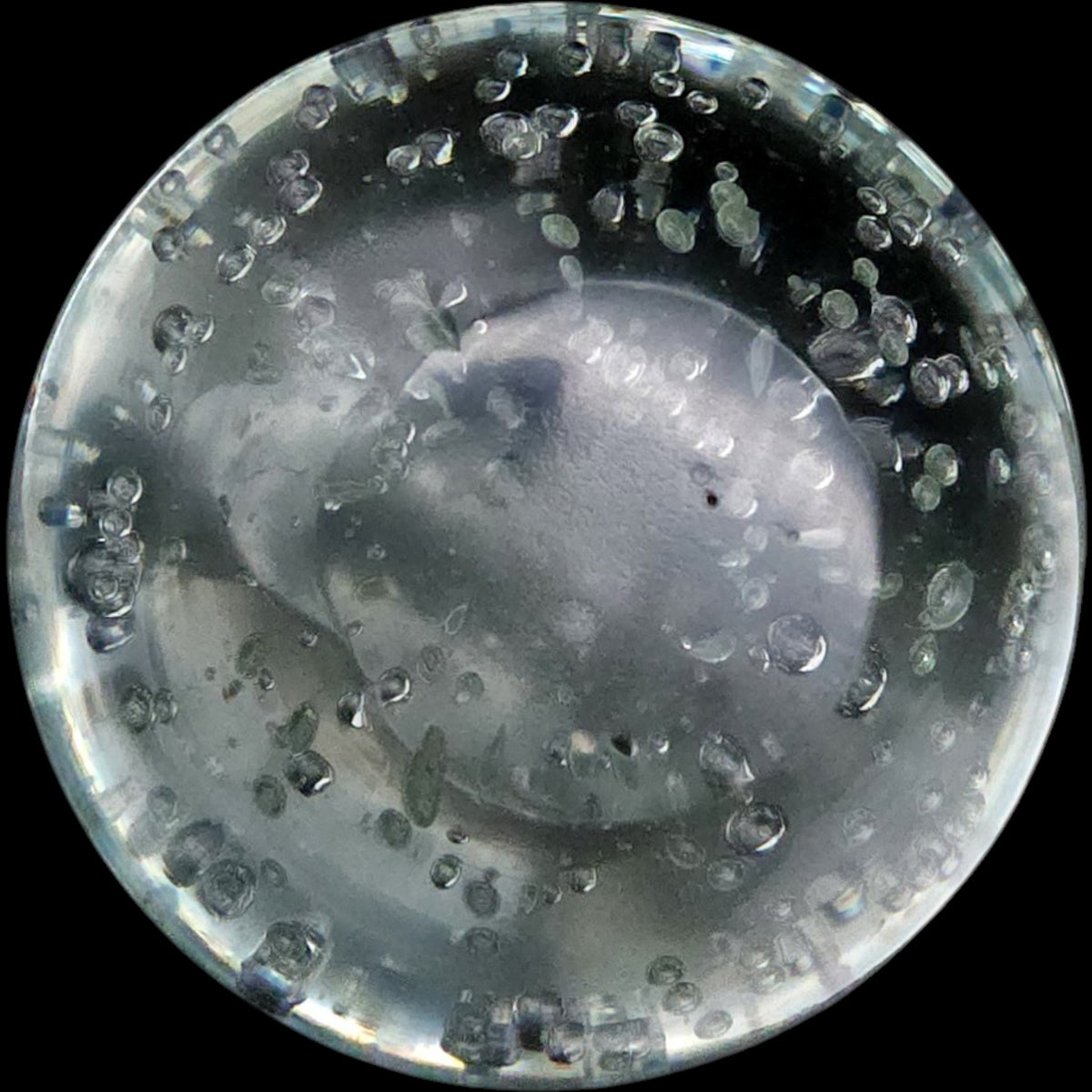 Vintage Clear Art Glass Paperweight with Controlled Bubble Inclusions