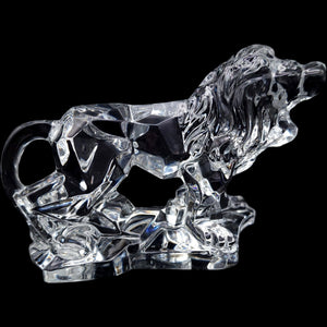 Vintage Clear Crystal Lion Figurine Sculpture