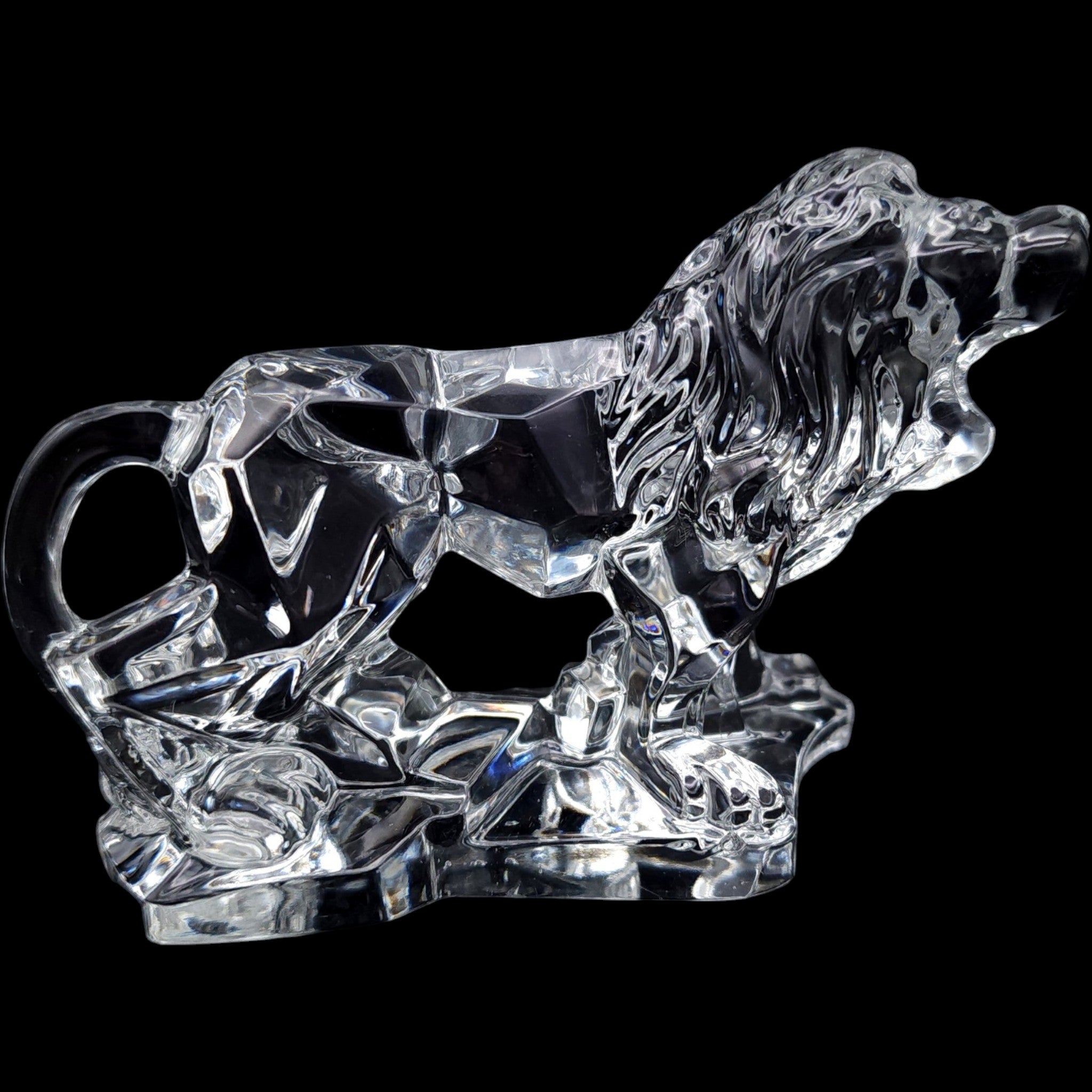 Vintage Clear Crystal Lion Figurine Sculpture