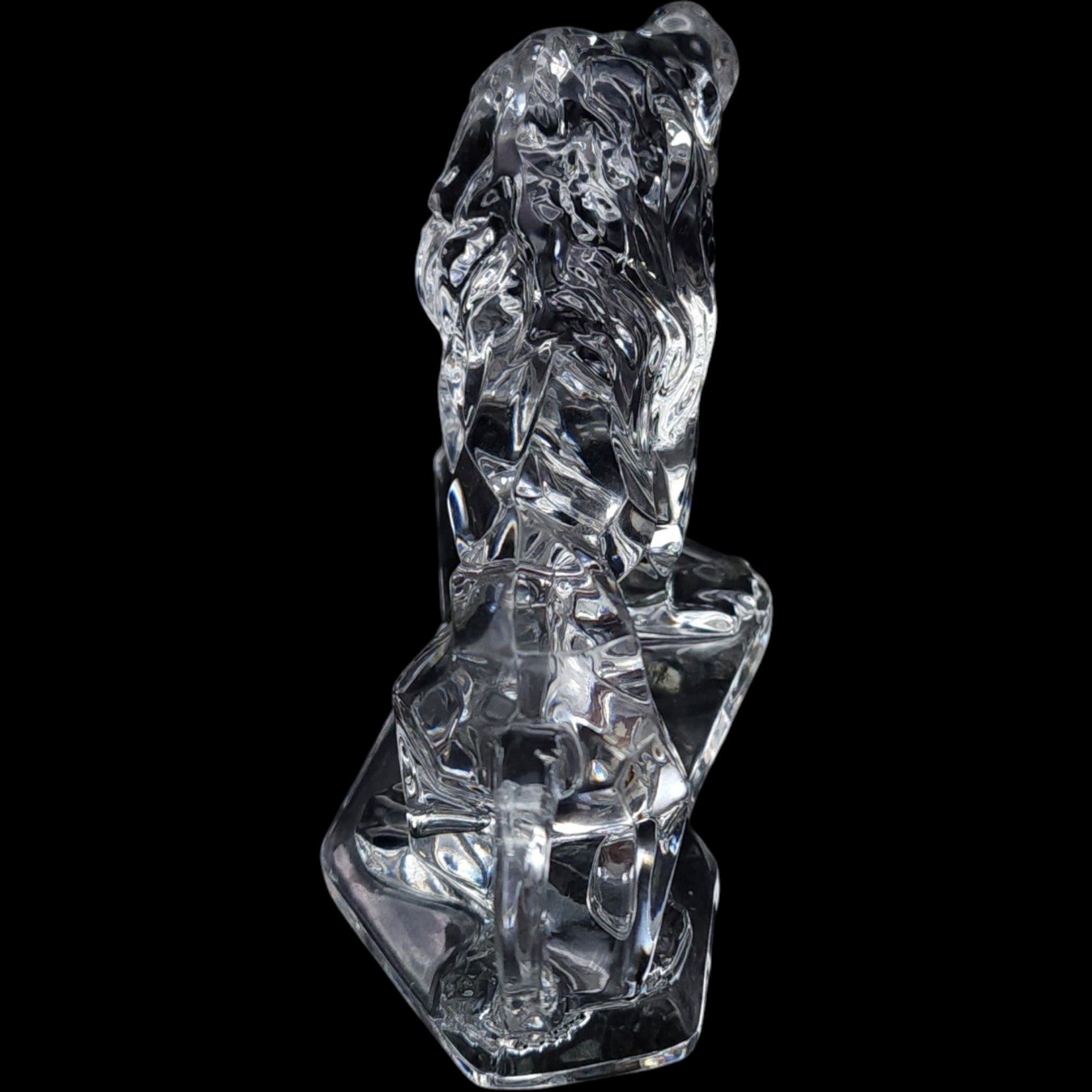 Vintage Clear Crystal Lion Figurine Sculpture