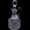 Vintage Clear Diamond Cut Glass Cruet Bottle with Stopper 7"
