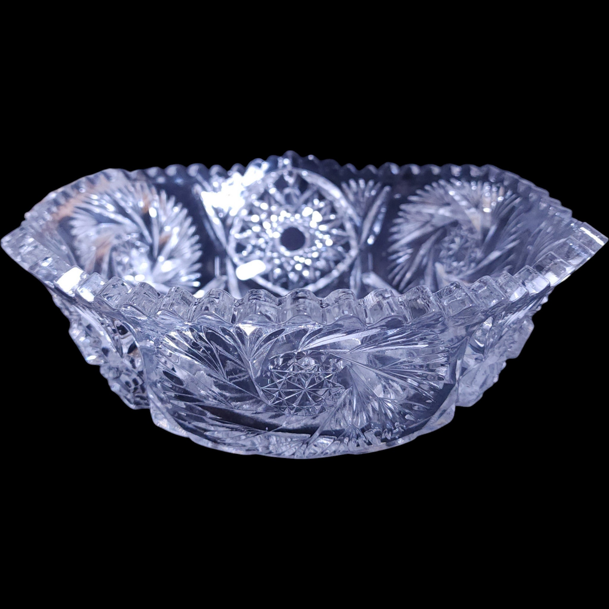 Vintage Clear EAPG Pressed Glass Pinwheel & Hobstar Bowl