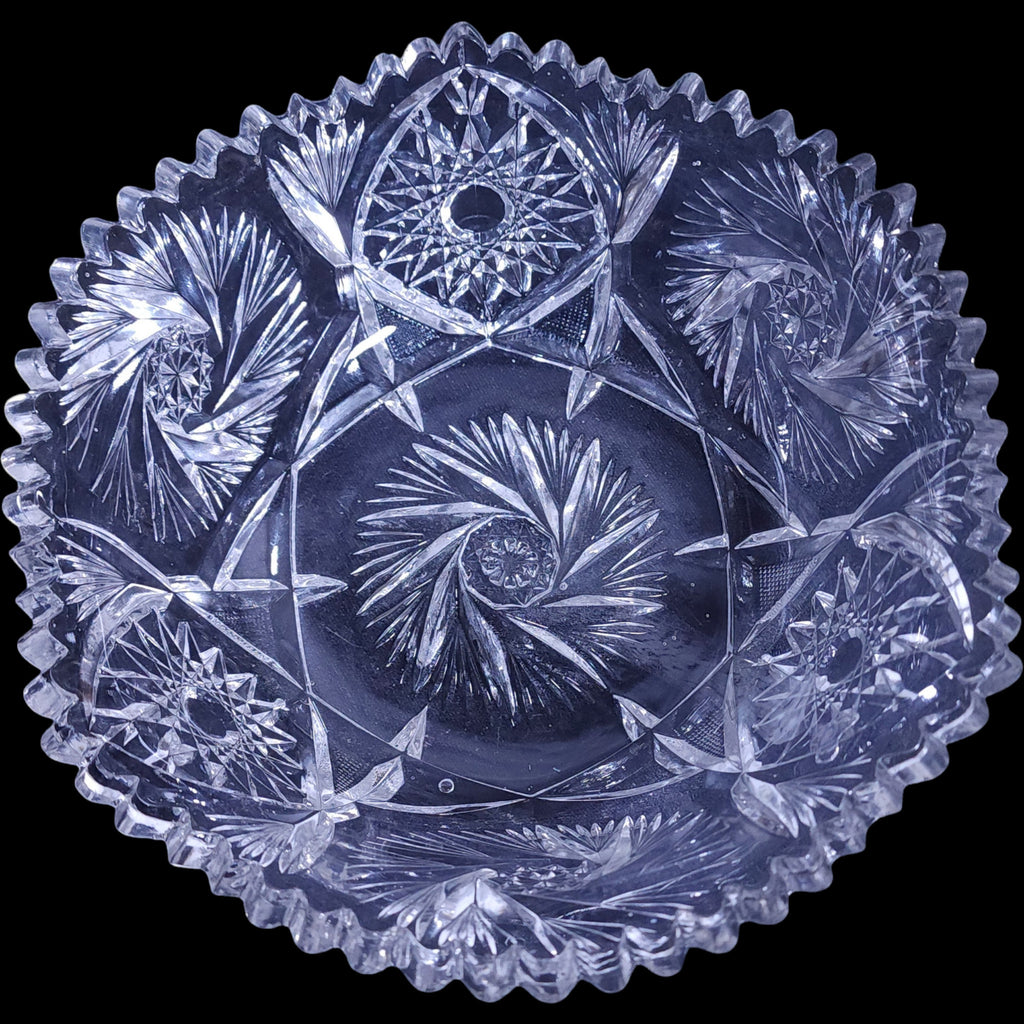 Vintage Clear EAPG Pressed Glass Pinwheel & Hobstar Bowl