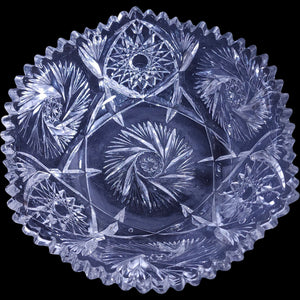Vintage Clear EAPG Pressed Glass Pinwheel & Hobstar Bowl