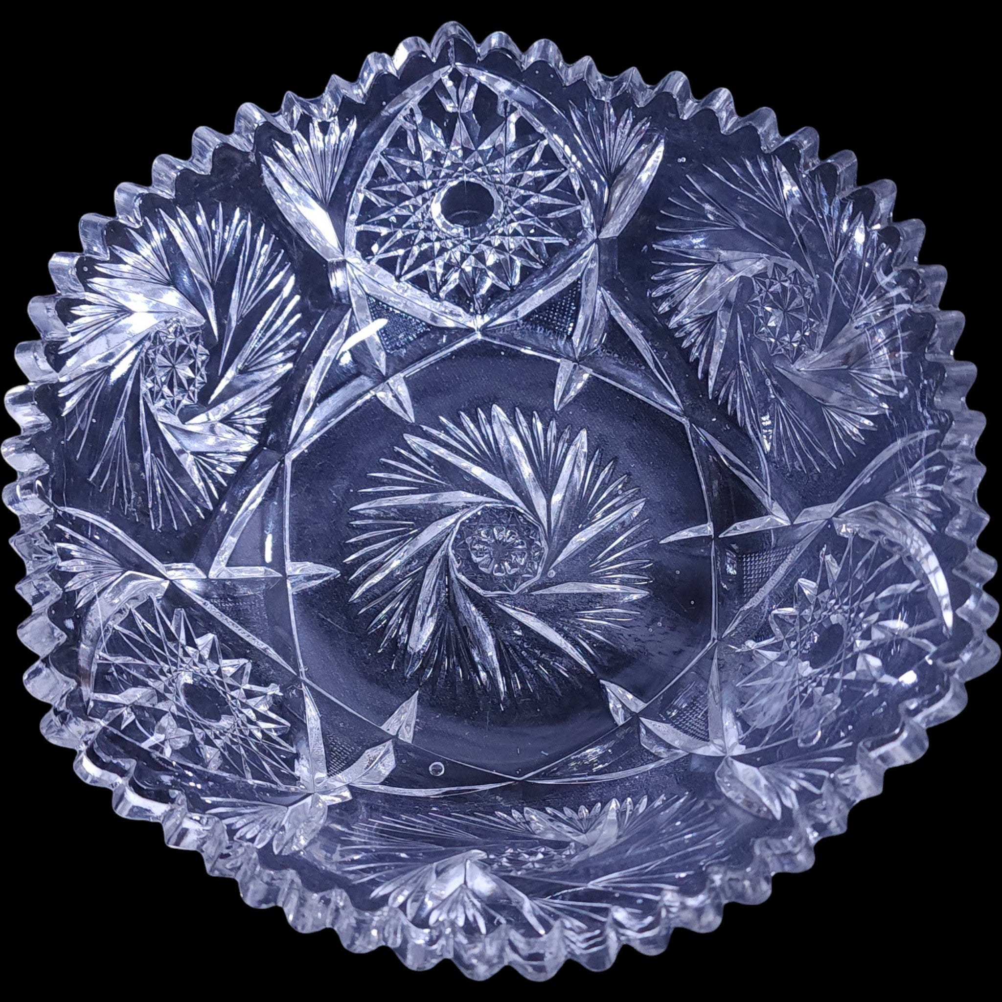 Vintage Clear EAPG Pressed Glass Pinwheel & Hobstar Bowl