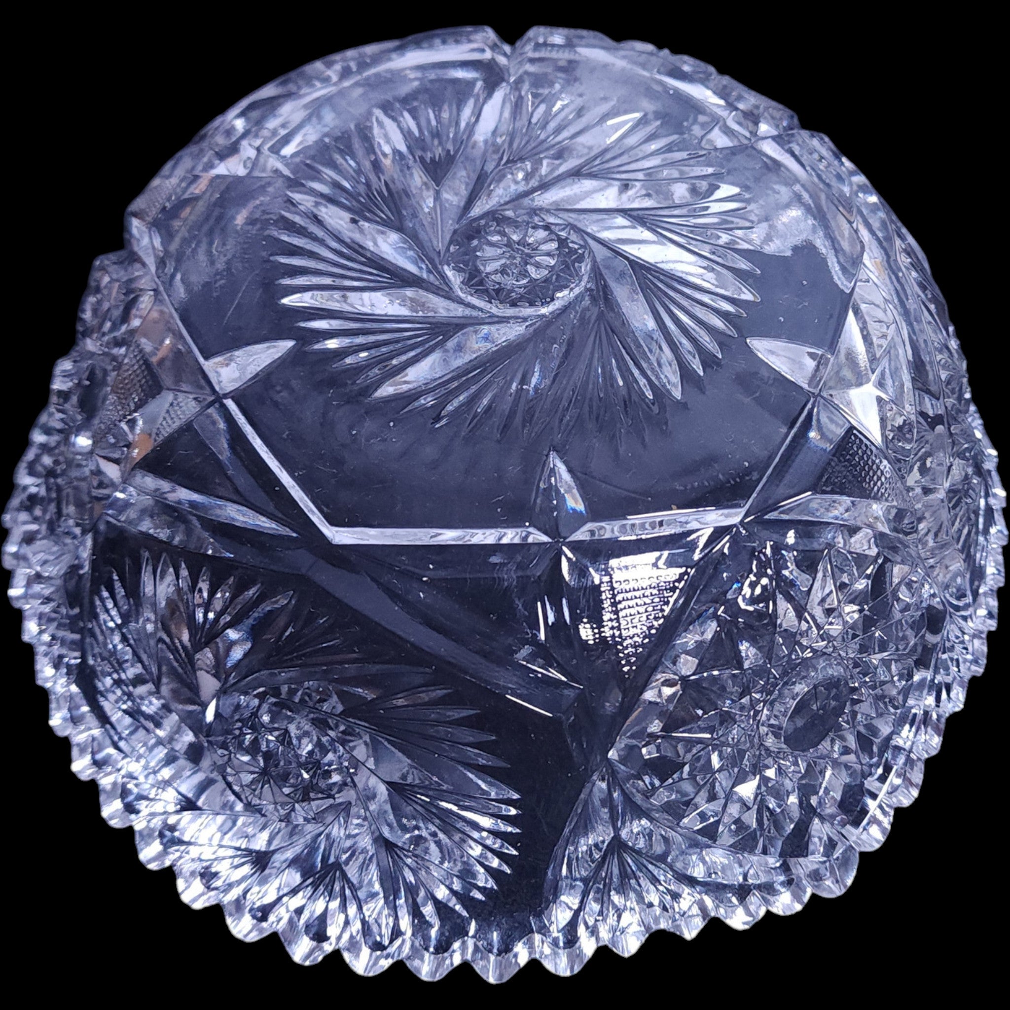 Vintage Clear EAPG Pressed Glass Pinwheel & Hobstar Bowl