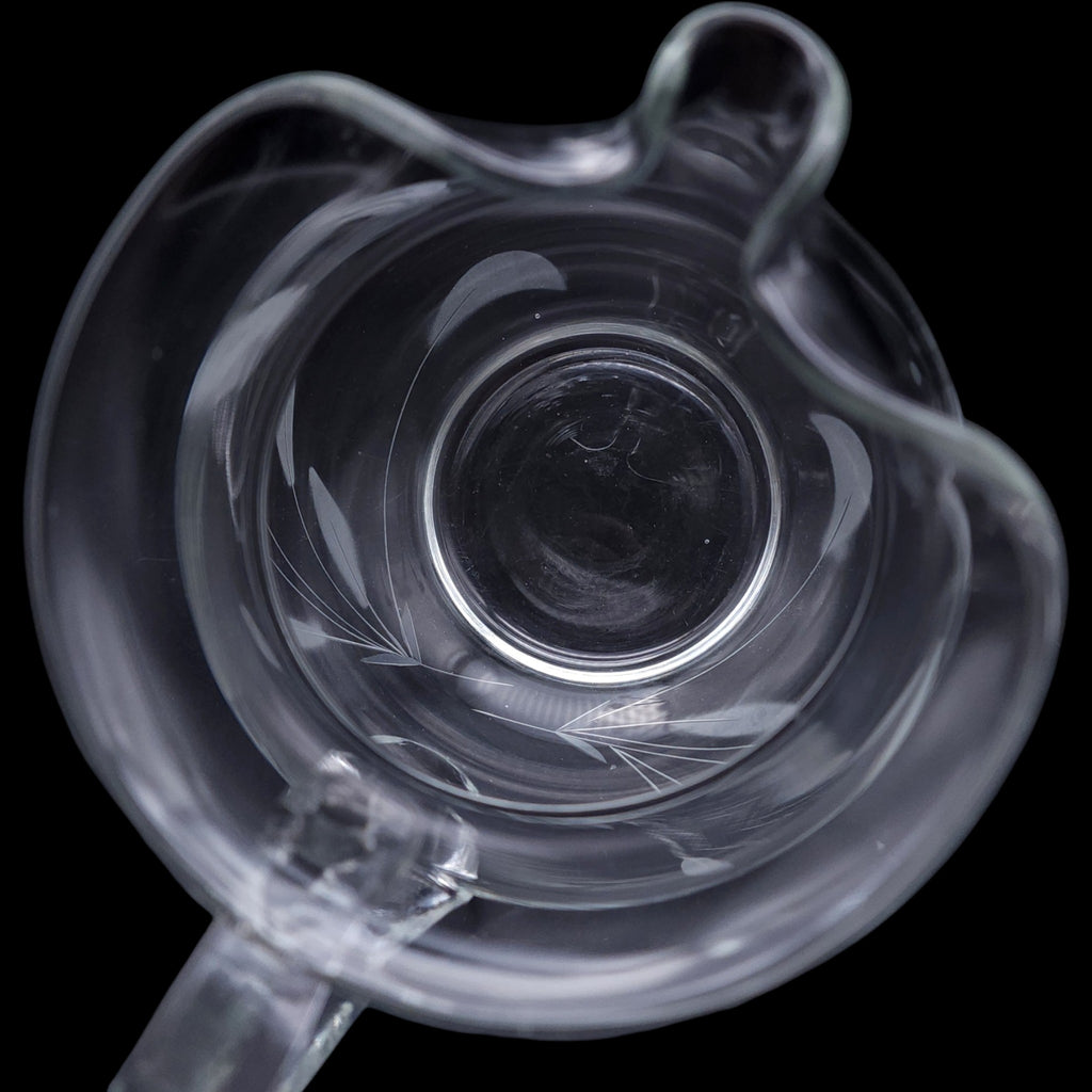 Vintage Clear Etched Glass Floral Pitcher