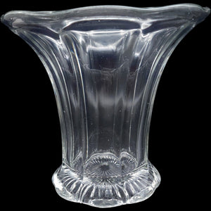 Vintage Clear Fluted Glass Flared Flower Vase with Starburst Base