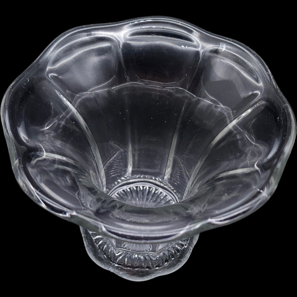 Vintage Clear Fluted Glass Flared Flower Vase with Starburst Base