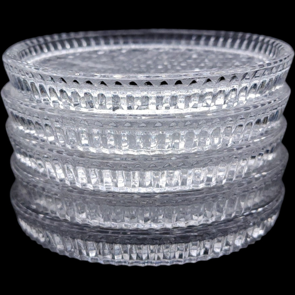 Vintage Clear Glass Coasters Diamond Point Pattern Set of 5
