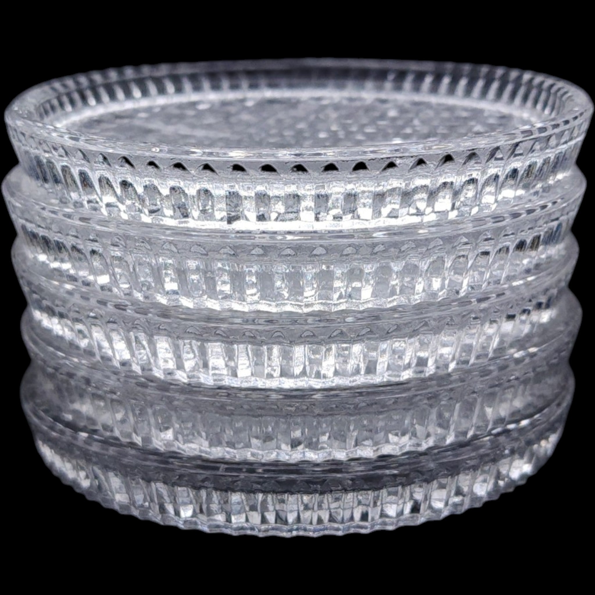 Vintage Clear Glass Coasters Diamond Point Pattern Set of 5