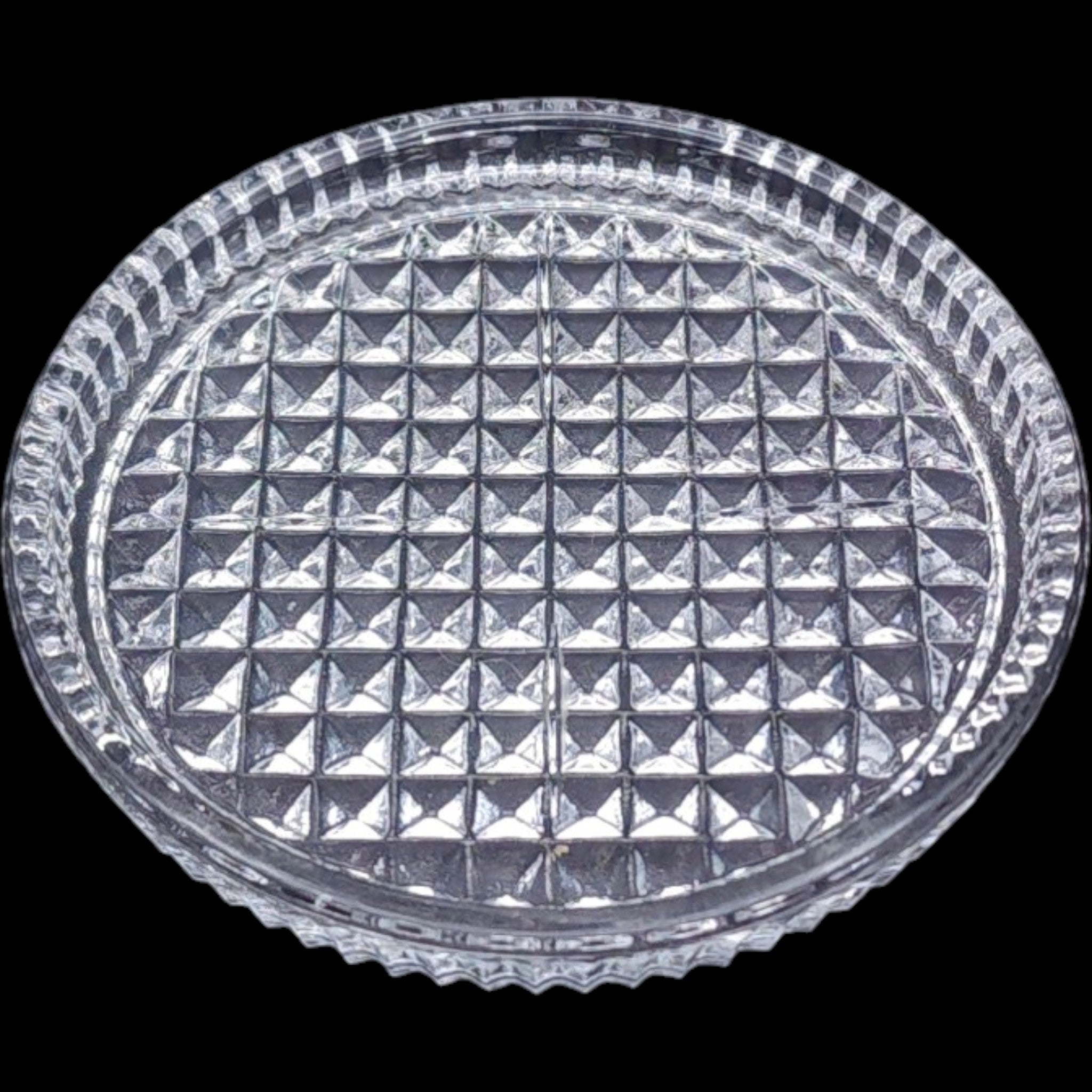 Vintage Clear Glass Coasters Diamond Point Pattern Set of 5