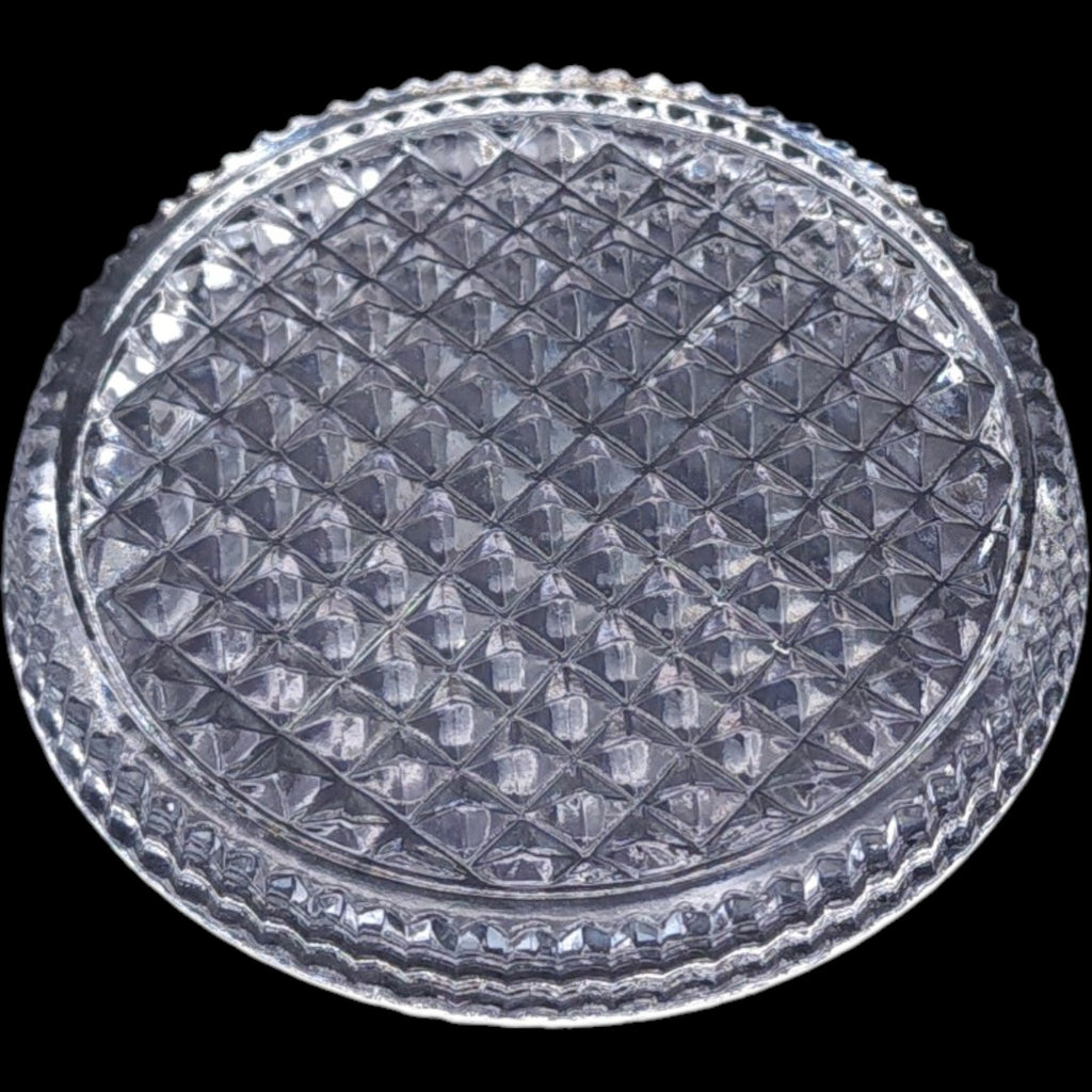 Vintage Clear Glass Coasters Diamond Point Pattern Set of 5