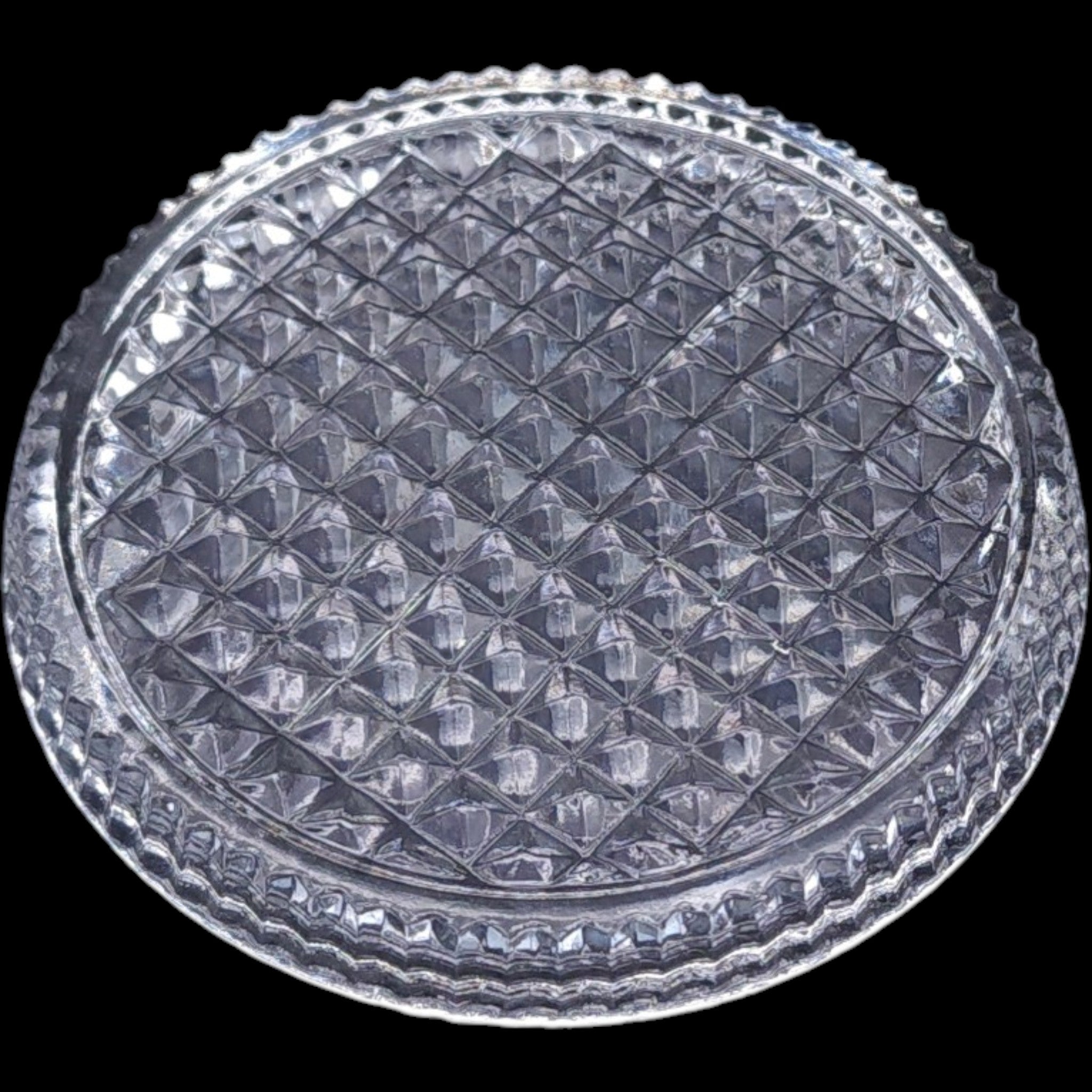 Vintage Clear Glass Coasters Diamond Point Pattern Set of 5