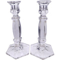 Vintage Clear Glass Hexagonal Taper Candlestick Holders Pair