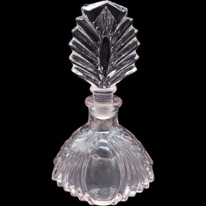 Vintage Clear Glass Shell Perfume Bottle with Fan Stopper